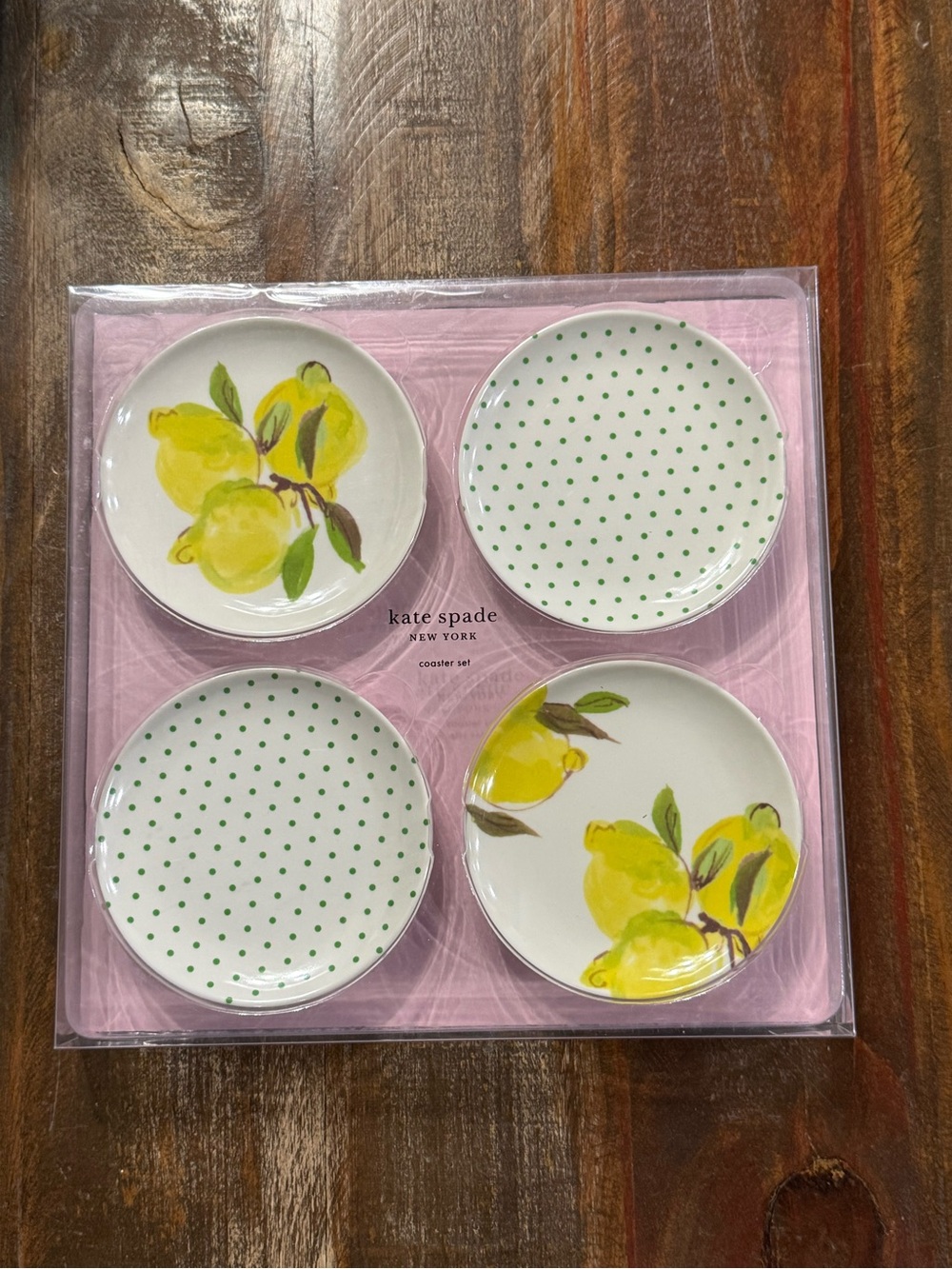 Kate Spade New York Set of 4 Lemon Melamine Coaster NWT